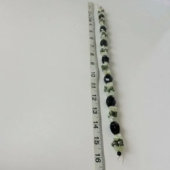 Ross-Simons Sterling Silver Chunky Bead Choker Necklace Jade Green Lace Agate - Picture 8 of 13